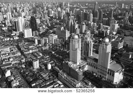 BANGKOK - APR 23: A view on the city from Bayok Sky hotel (b/w photo) on Apr 23, 2012 in Bangkok, Thailand. Baiyoke Sky the tallest hotel in Southeast Asia and the 3-tallest all hotel in the world.