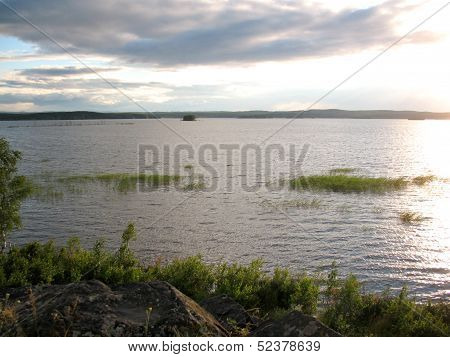 Lake, Island And Bank
