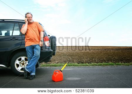 Man running out of petrol