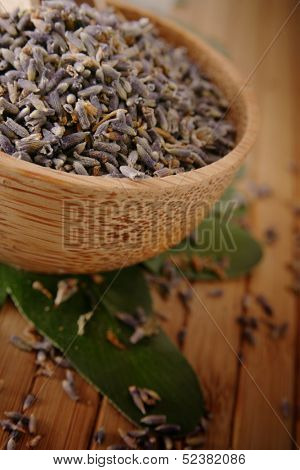 Wooden bowl with lavender