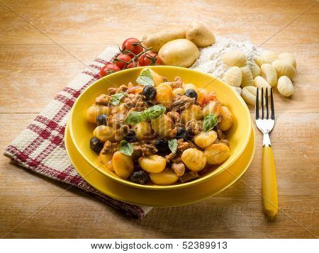 homemade gnocchi with ragout sauce