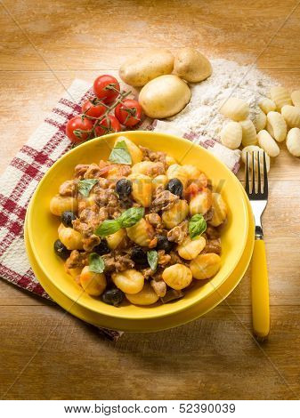 homemade gnocchi with ragout sauce