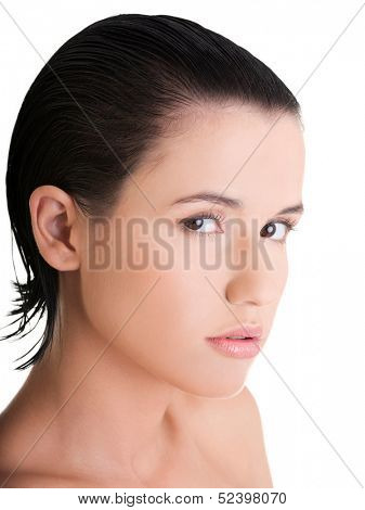 Baeutiful young woman isolated on white