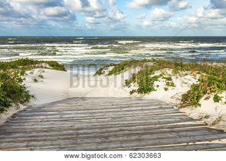 Way To The Sea Through Sand Dunes