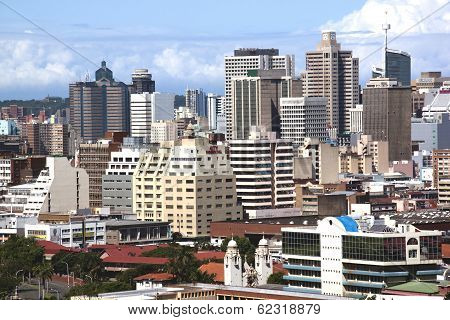 Closeup Of City Center Buildings In Durban