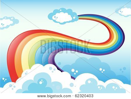 Illustration of a sky with a rainbow