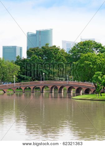 Chatuchak Public Park With High Building Background.