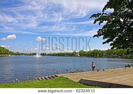 Pfaffenteich Lake In Schwerin City, Germany