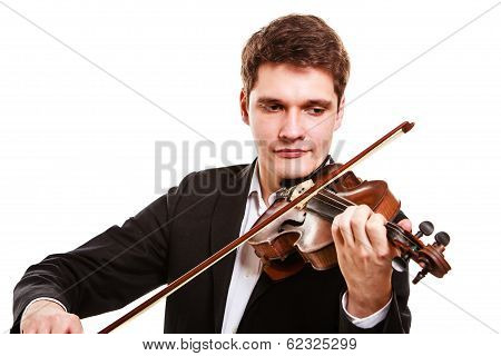 Man Violinist Playing Violin. Classical Music Art