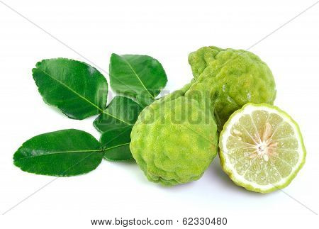 Kaffir Lime On White Background