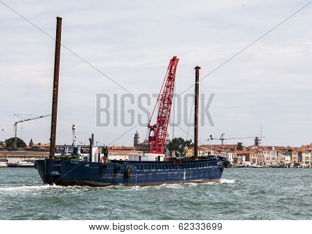 Industrial Ship In Port Of Venice