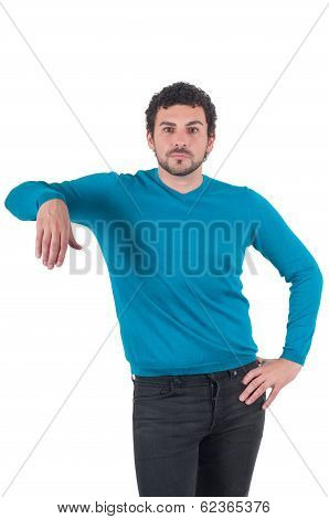Guy leaning on an invisible object
