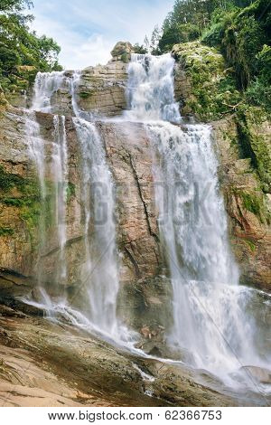 big waterfall in the forest                                    