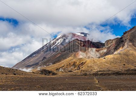 Mount Ngauruhoe is a famous stratovolcano in a Tongariro national park, New Zealand