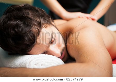Man having a massage in a spa