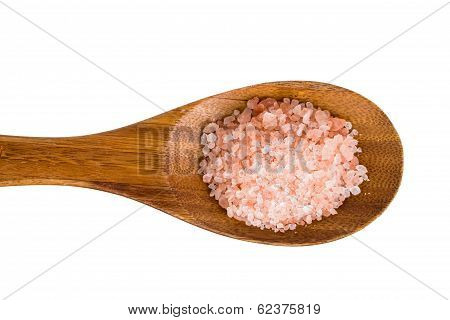 Pink Rock-salt On A Wooden Spoon