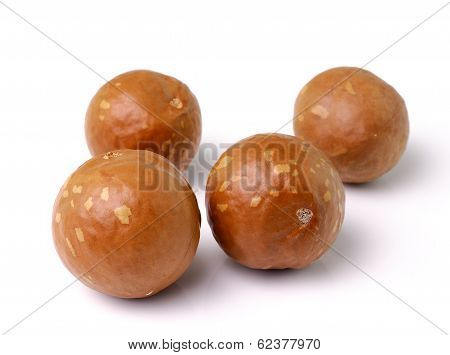 Macadamia Nuts On White Background