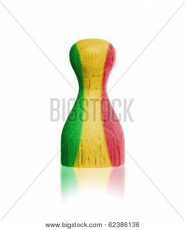 Wooden Pawn With A Painting Of A Flag