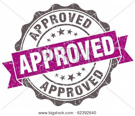 Approved Violet Grunge Retro Style Isolated Seal