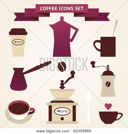 Vector collection of decorative coffee icons