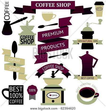 Vector set of vintage coffee icons