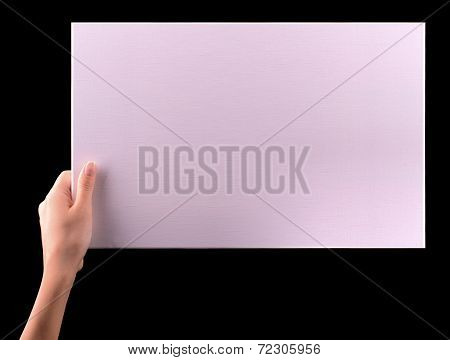 Hands holding big blank paper banner