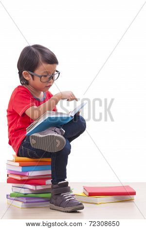 Boy reading a book