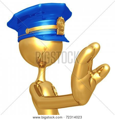 Golden Police Officer Stop Gesture