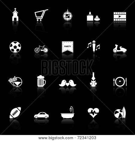 Friday And Weekend Icons With Reflect On Black Background