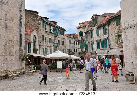 Tourists Visiting City Of Split, Croatia