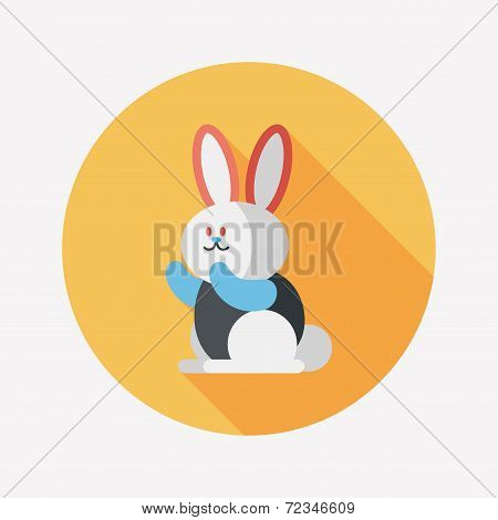 Rabbit Flat Icon With Long Shadow,eps 10
