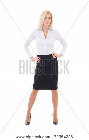 Young Beautiful Business Woman Posing Isolated On White