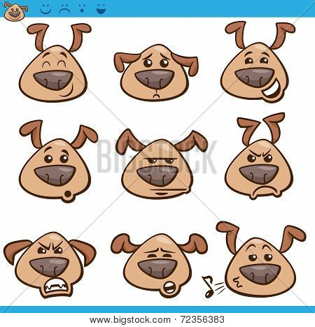 Dog Emoticons Cartoon Illustration Set