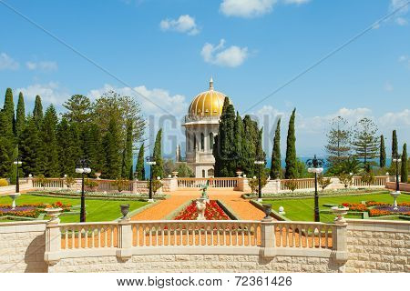 Baha'i gardens and temple, on the slopes of the Carmel Mountain, in Haifa, Israel