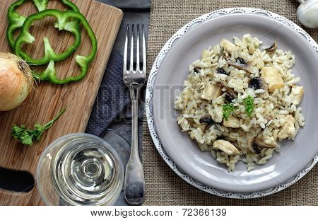 Risotto With Chicken And Mushrooms