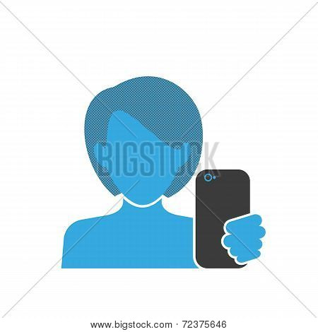 Female selfie blue icon