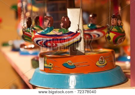 Vintage Tinplate Toys On Display At Homi, Home International Show In Milan, Italy