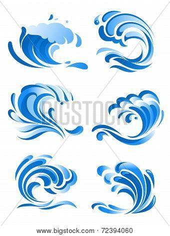 Blue curling ocean waves