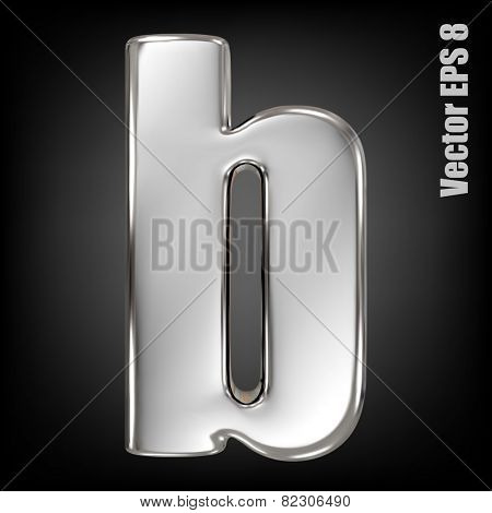 Vector letter b from metal alphabet. Lovercase metal font collection. EPS 8