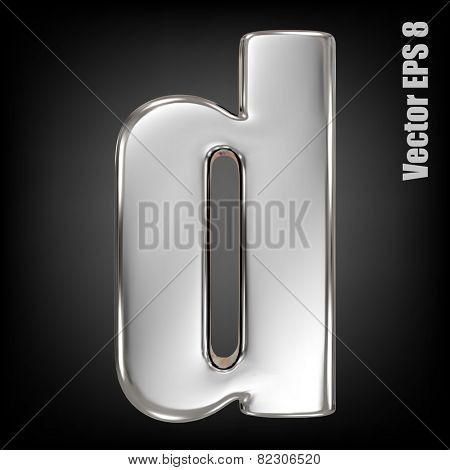 Vector letter d from metal alphabet. Lovercase metal font collection. EPS 8