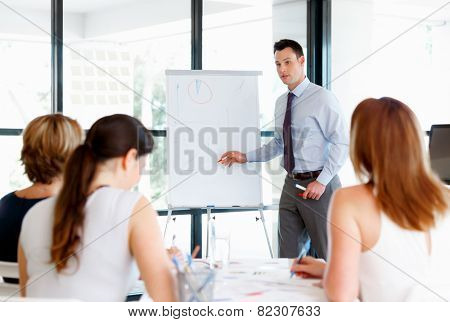 Businessman doing a presentaion in front of his collegues