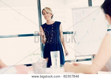 Businesswoman doing a presentaion in front of her collegues