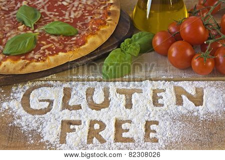 A gluten free pizza on background