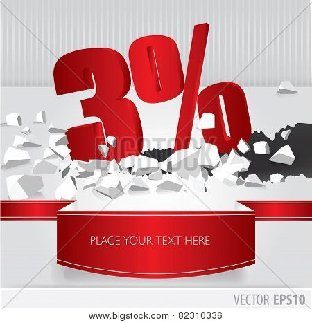 Red 3 Percent Discount On Vector Cracked Ground On White Background