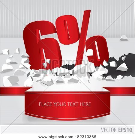Red 6 Percent Discount On Vector Cracked Ground On White Background