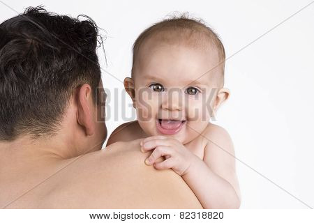 Smiling Baby With Her Father