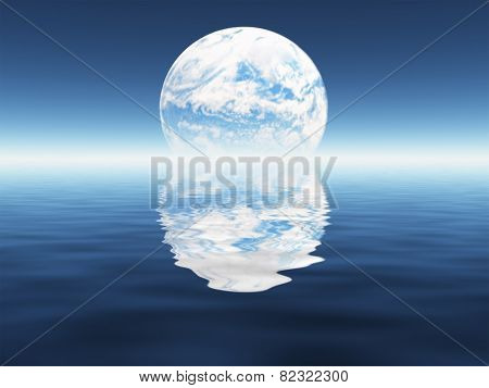 Blue planet seen in distance