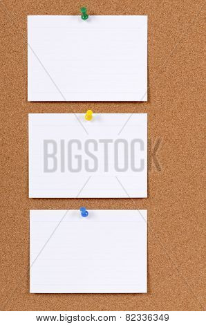 Office Index Cards On A Bulletin Board