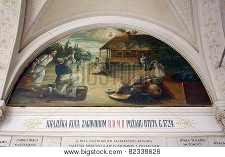 MARIJA BISTRICA, CROATIA - JULY 14: Votive paintings, pilgrimage Sanctuary, Assumption of the Virgin Mary in Marija Bistrica, Croatia, on July 14, 2014