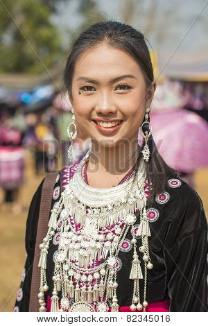 traditional clothes and silver jewelery of Muser hill tribe.